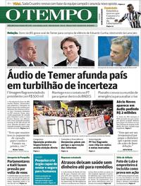 Capa do jornal Jornal O Tempo 18/05/2017