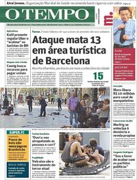 Capa do jornal Jornal O Tempo 18/08/2017