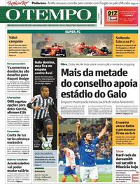 Capa do jornal Jornal O Tempo 18/09/2017