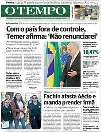 Capa do jornal Jornal O Tempo 19/05/2017