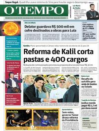 Capa do jornal Jornal O Tempo 20/04/2017