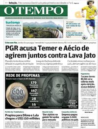 Capa do jornal Jornal O Tempo 20/05/2017