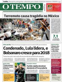 Capa do jornal O Tempo 20/09/2017