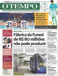 Capa do jornal Jornal O Tempo 21/02/2017