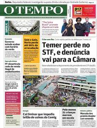 Capa do jornal Jornal O Tempo 21/09/2017