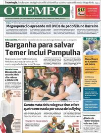 Capa do jornal O Tempo 21/10/2017