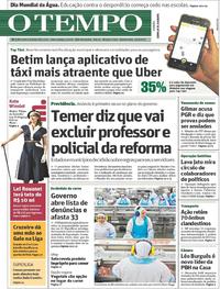 Capa do jornal Jornal O Tempo 22/03/2017