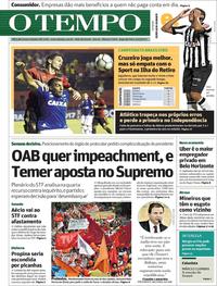 Capa do jornal Jornal O Tempo 22/05/2017