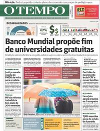 Capa do jornal O Tempo 22/11/2017