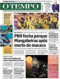 Capa do jornal Jornal O Tempo 23/02/2017
