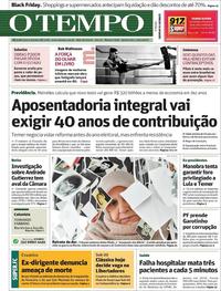Capa do jornal O Tempo 23/11/2017