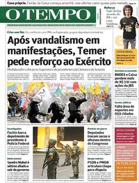Capa do jornal Jornal O Tempo 25/05/2017