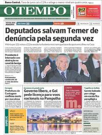 Capa do jornal O Tempo 26/10/2017