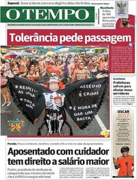 Capa do jornal Jornal O Tempo 27/02/2017