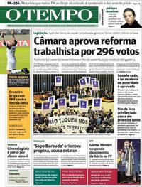 Capa do jornal Jornal O Tempo 27/04/2017