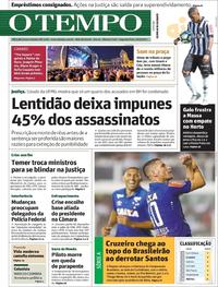 Capa do jornal Jornal O Tempo 29/05/2017
