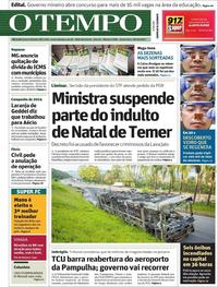 Capa do jornal O Tempo 29/12/2017