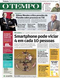 Capa do jornal Jornal O Tempo 30/05/2017
