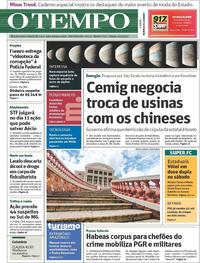 Capa do jornal Jornal O Tempo 30/09/2017