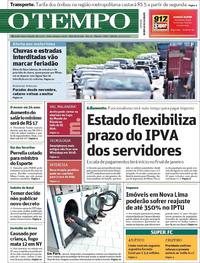 Capa do jornal O Tempo 30/12/2017