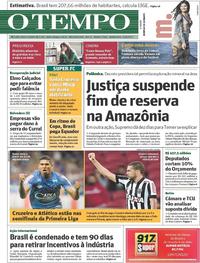 Capa do jornal Jornal O Tempo 31/08/2017