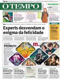 Capa do jornal O Tempo 31/12/2017