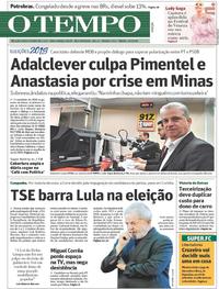 Capa do jornal O Tempo 01/09/2018