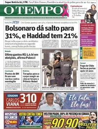 Capa do jornal O Tempo 02/10/2018