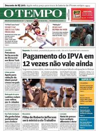 Capa do jornal O Tempo 04/01/2018
