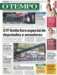 Capa do jornal O Tempo 04/05/2018
