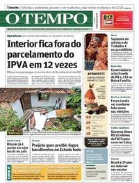 Capa do jornal O Tempo 05/01/2018