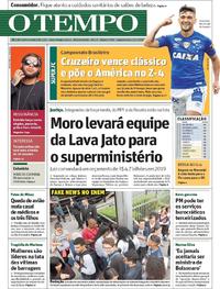 Capa do jornal O Tempo 05/11/2018