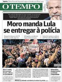 Capa do jornal O Tempo 06/04/2018