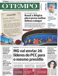Capa do jornal O Tempo 06/07/2018