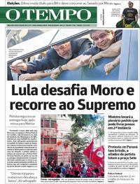 Capa do jornal O Tempo 07/04/2018