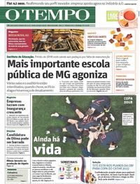 Capa do jornal O Tempo 08/07/2018