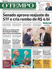 Capa do jornal O Tempo 08/11/2018