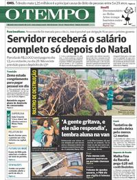 Capa do jornal O Tempo 08/12/2018