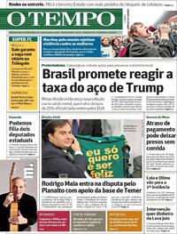 Capa do jornal O Tempo 09/03/2018