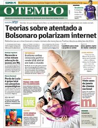 Capa do jornal O Tempo 09/09/2018