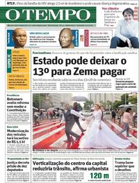 Capa do jornal O Tempo 09/11/2018
