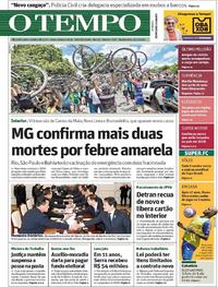 Capa do jornal O Tempo 10/01/2018