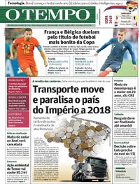 Capa do jornal O Tempo 10/07/2018
