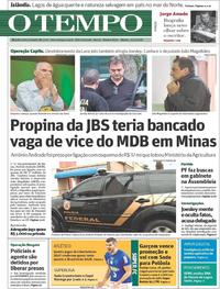 Capa do jornal O Tempo 10/11/2018