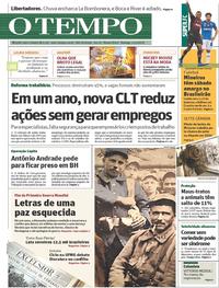Capa do jornal O Tempo 11/11/2018