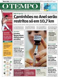 Capa do jornal O Tempo 12/01/2018