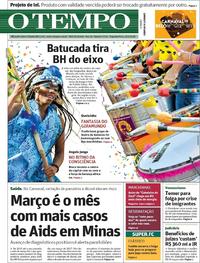Capa do jornal O Tempo 12/02/2018