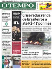 Capa do jornal O Tempo 12/04/2018
