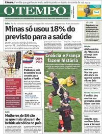 Capa do jornal O Tempo 12/07/2018