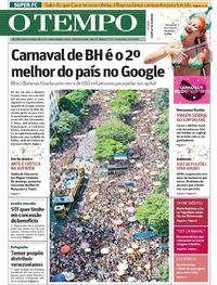 Capa do jornal O Tempo 13/02/2018